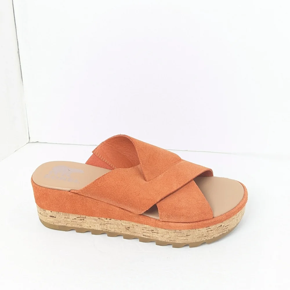 Sorel Orange Suede Cameron Sandals - Picture 2 of 16